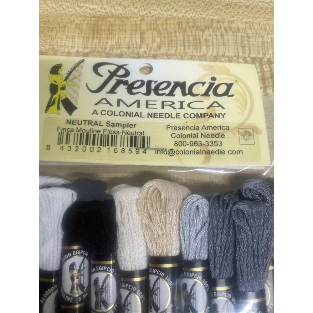 Pair (2) Presencia Pearl Cotton Thread Neutral Sampler Pack Basic 18x2 Skeins